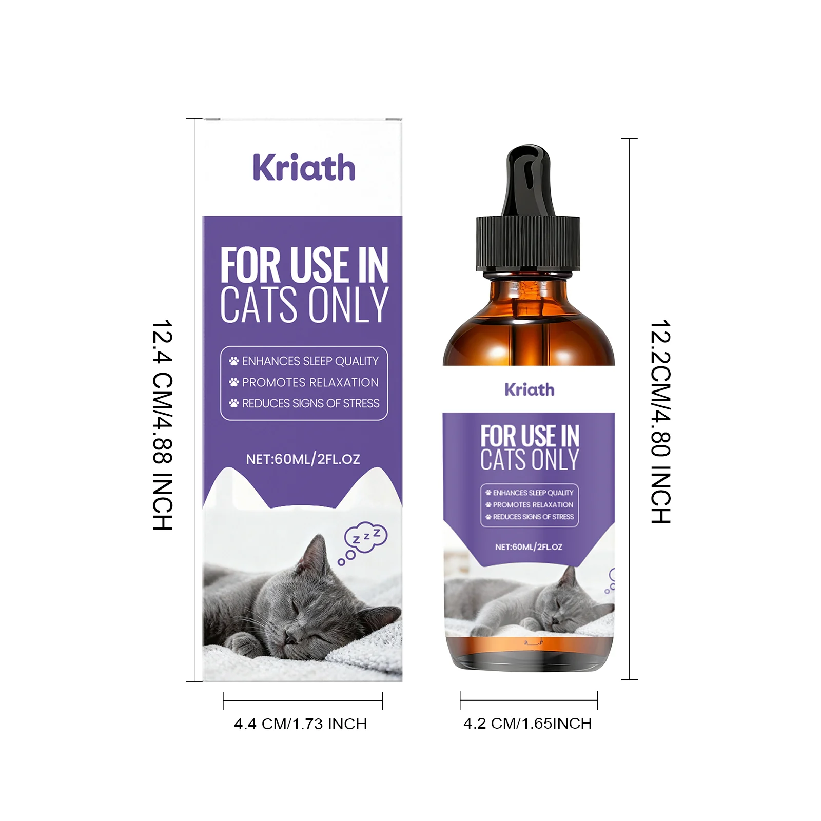 Cat Melatonin Drops 60ml for Sleep Support & Stress Relief with Valerian Root 1 cat melatonin drops 60ml kri vjs38yus desc 1