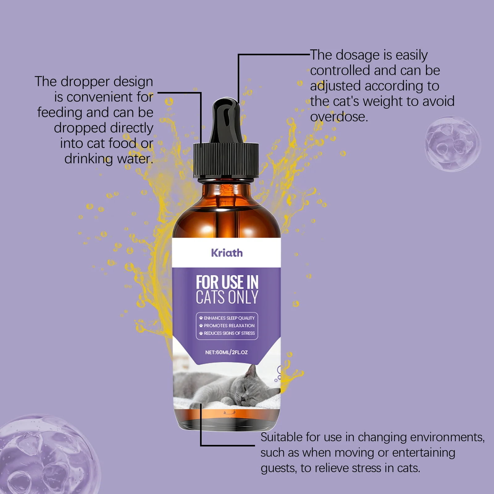 Cat Melatonin Drops 60ml for Sleep Support & Stress Relief with Valerian Root 6 cat melatonin drops 60ml kri vjs38yus desc 6